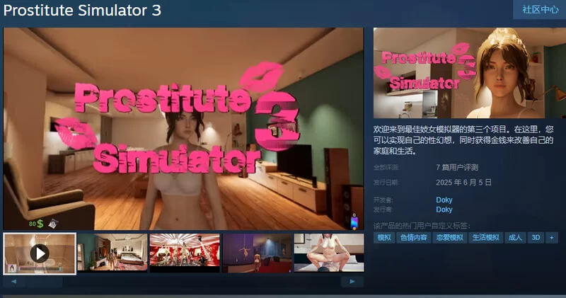 [PC-SLG] 【沙盒SLG/3D作品/全动态/官中】妓女模拟器3（Prostitu… [1+7.5G][百度盘]